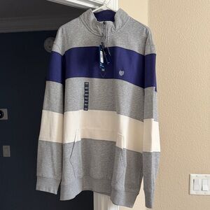 Chaps Gray and Purple Colorblock Zip-Up Sweater